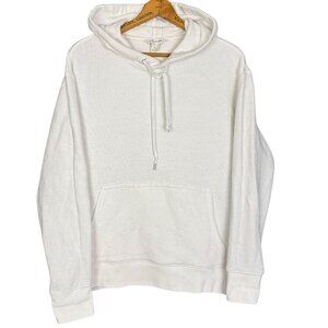 Club Monaco White Textured Waffle Knit Cotton Hoodie Sweatshirt Small